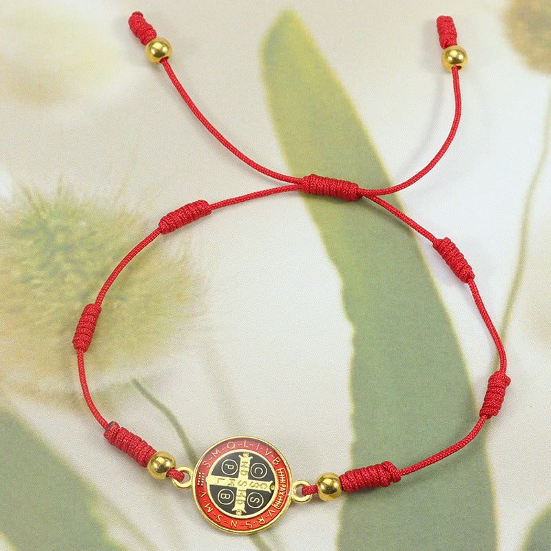 Women's Fashion Red Rope Braid St Benedict Bracelet
