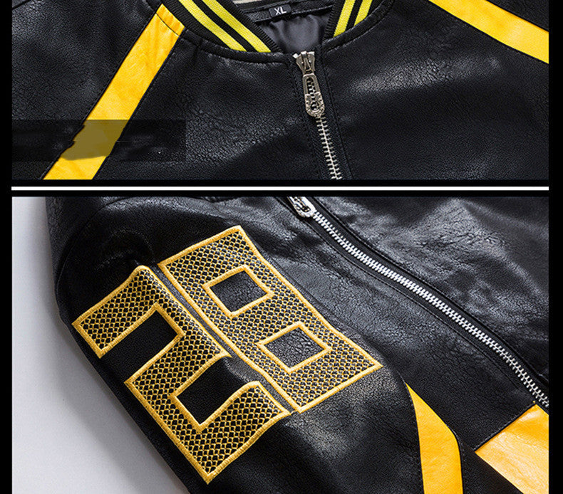 New Men's Casual PU Leather Youth Jacket
