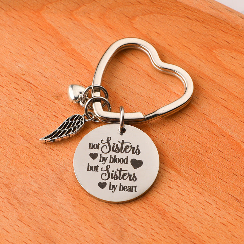 Not Sister By Blood Good Sisters Stainless Steel Key Ring