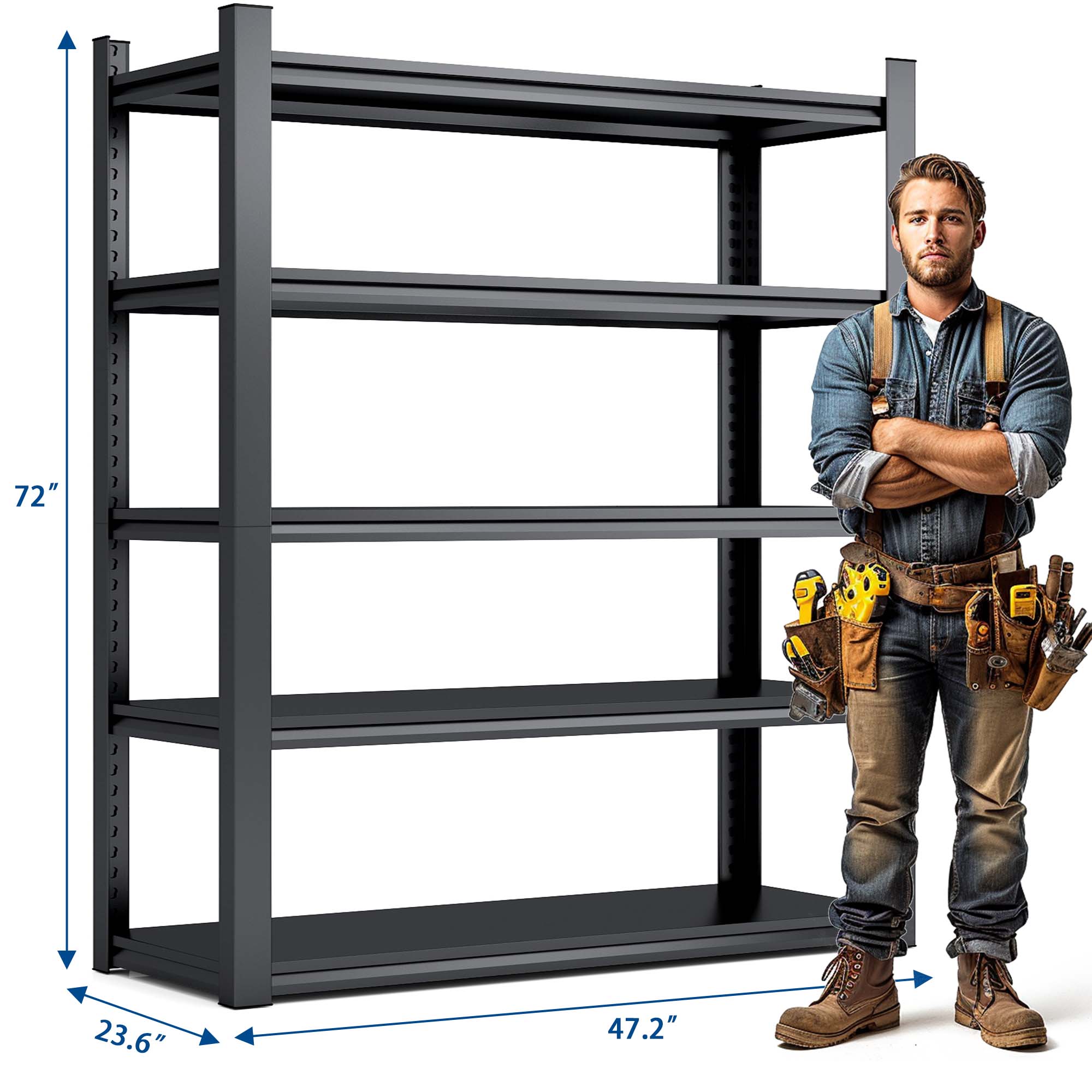 5 Tier Metal Shelves For Storage Garage Shelving 2000LBS Heavy Duty Storage Shelves Adjustable Garage Shelf Industrial Shelving Unit Storage Utility Rack,Black