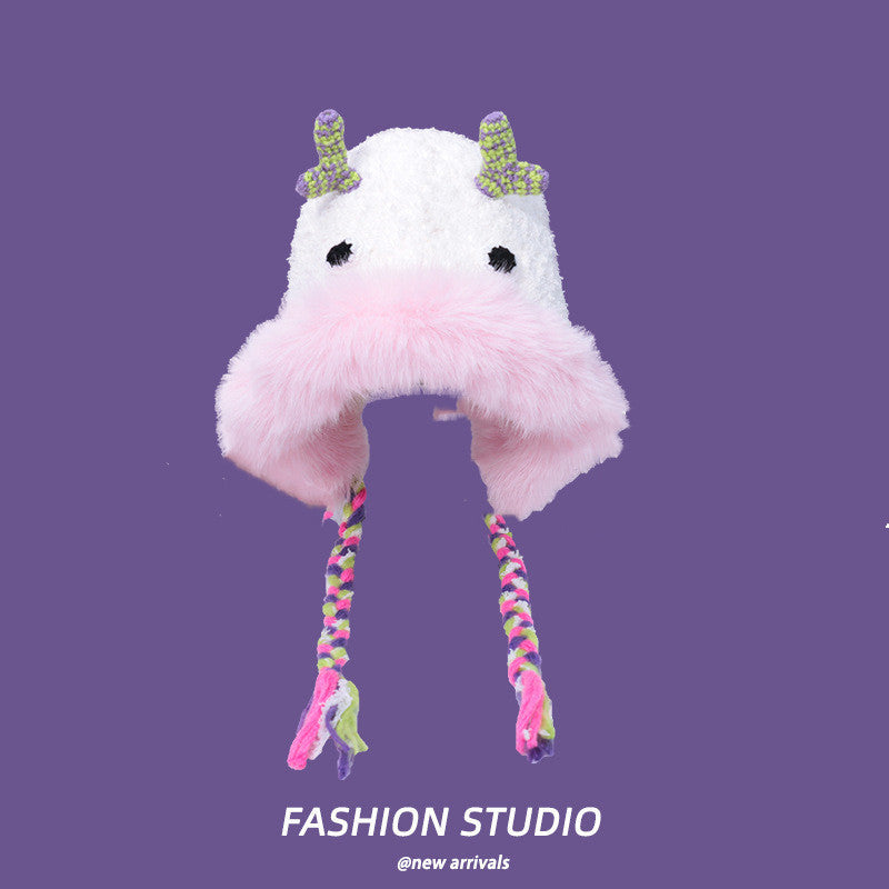 Cartoon Cute Monster Hat Casual Versatile Plush Bonnet