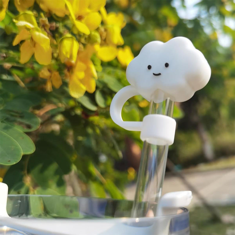 Colorful Cloud-Shaped Straw Cover Soft Rubber Plug Cap