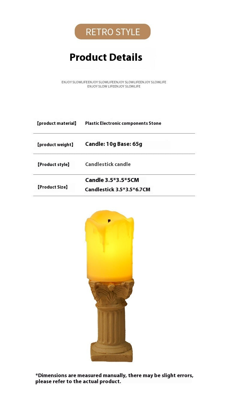 European Retro Roman Column Small Night Lamp Bedroom Dorm Reading