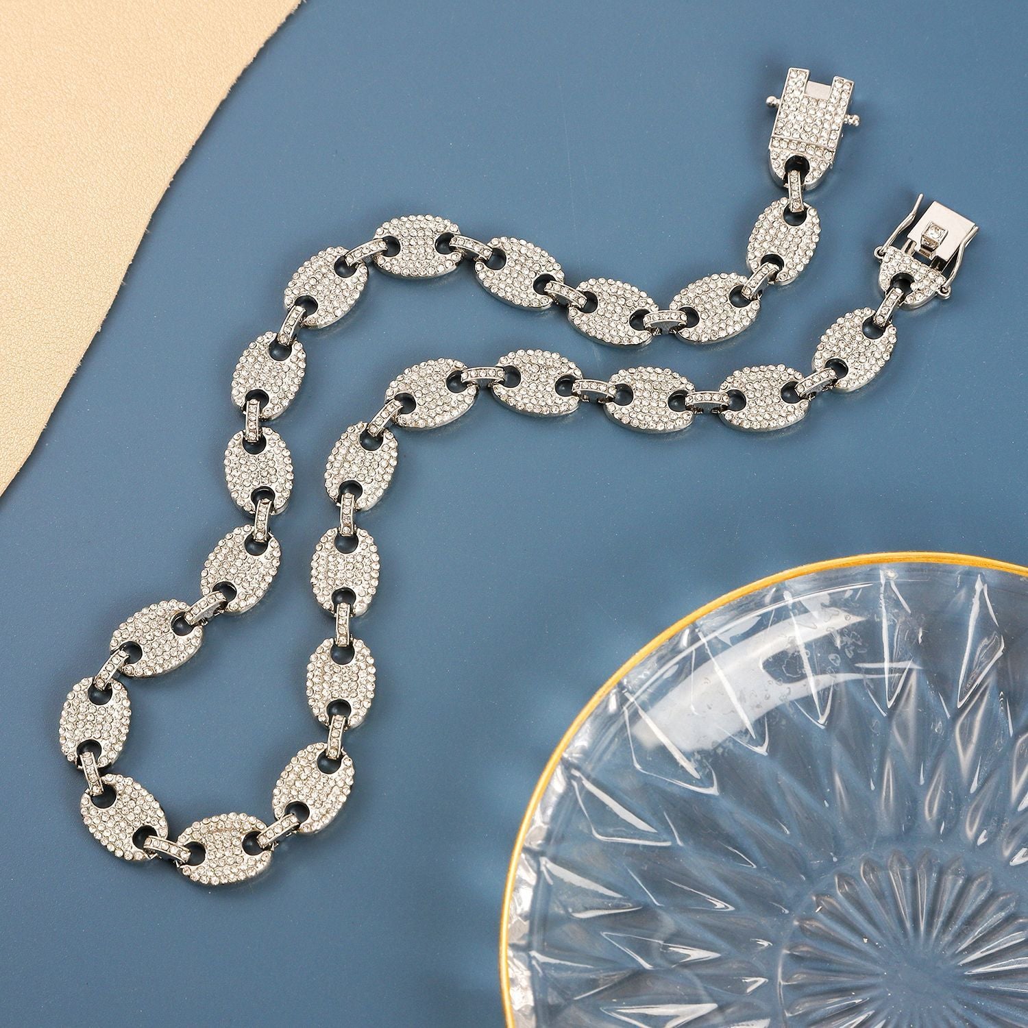 European And American Hip Hop Full Diamond Coffee Bean Necklace