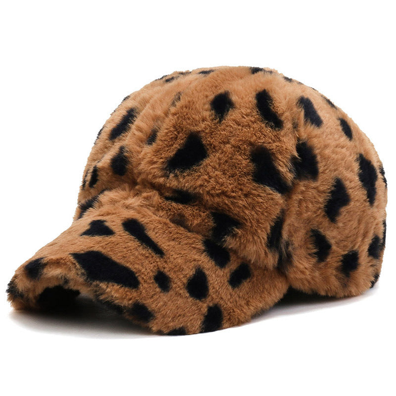 Fashion Leopard Fleece Baseball All-Matching Peaked Cap