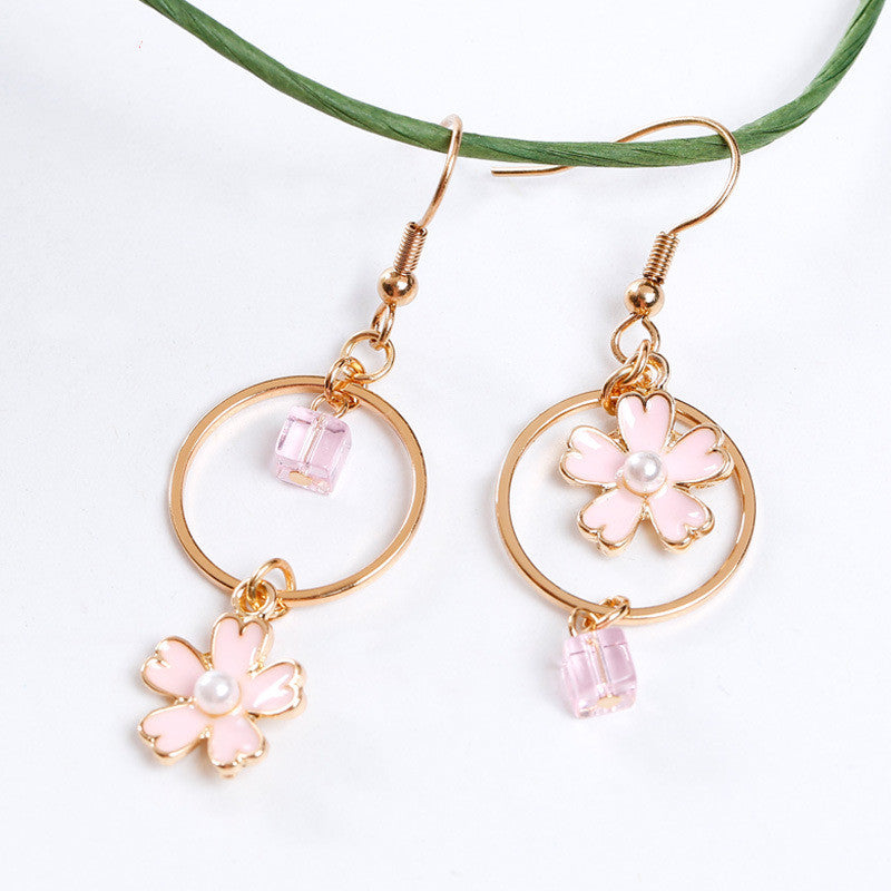 New Fashion Temperament Crystal Cherry Blossom Earrings