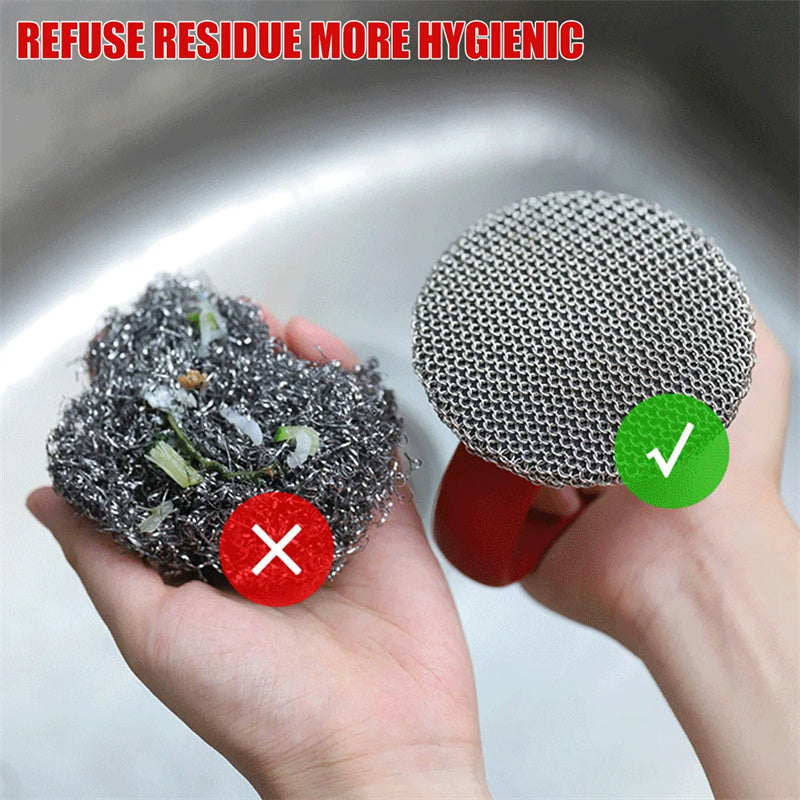 316 Chain Mill -Cast Iron Stainless Steel Scrubber W/Handle
