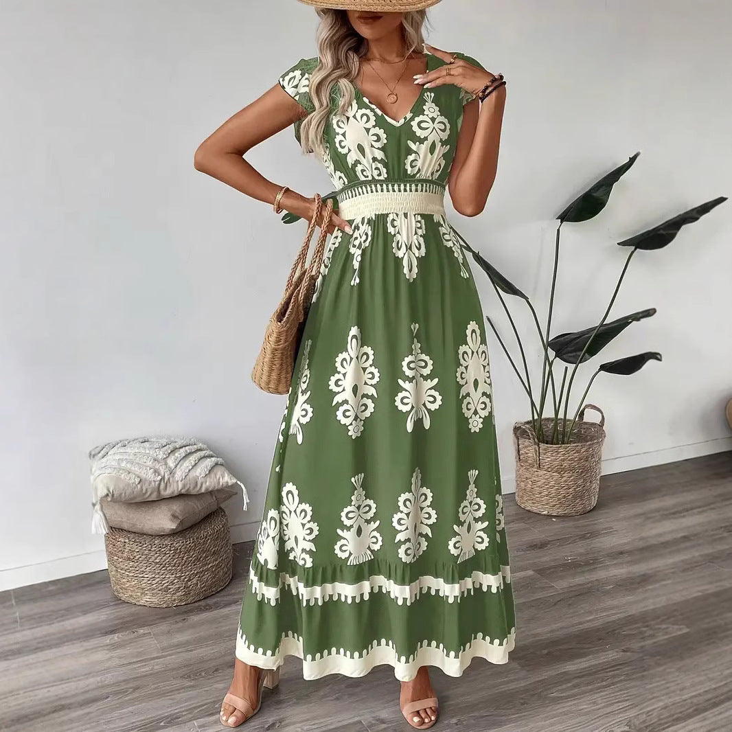Female Beach Printed Large Swing Dress