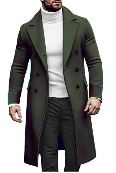 Woolen Large Overcoat Male Double-Breasted Coat
