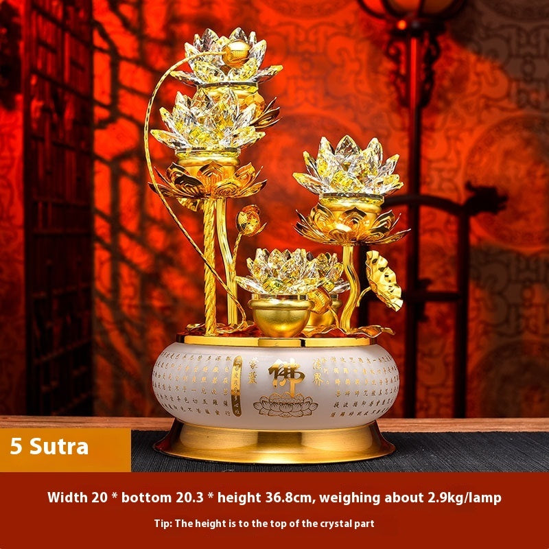 Colorful Crystal Lotus Buddha Hand Plug-in Buddha Worshiping Lamp