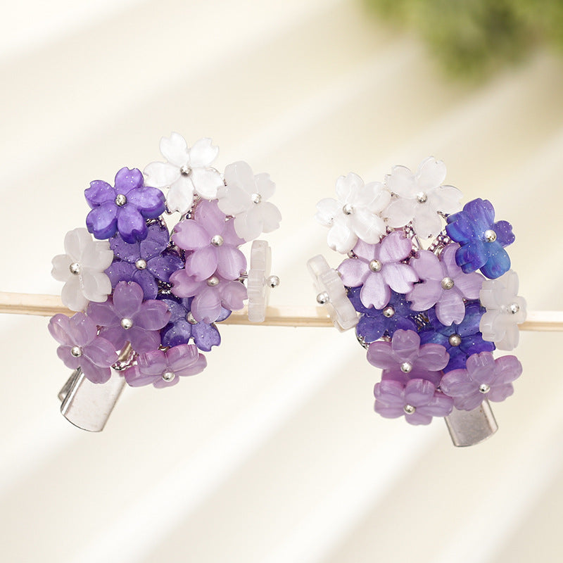 Colorful Flower Hairpin Butterfly Tassel Pair Clip