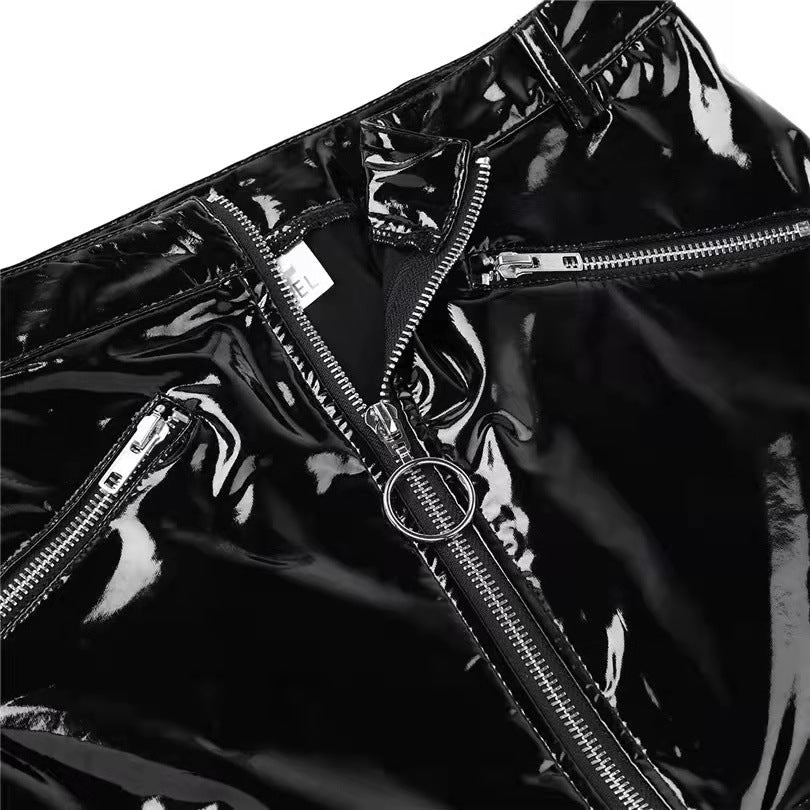 High-Gloss PVC Patent Leather Sexy Skirt