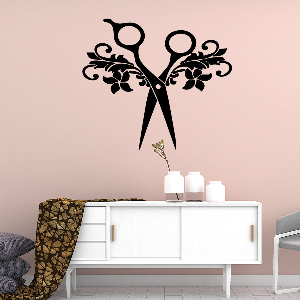 Beautification Decor Design Carved Black Pattern Barber Shop Window Stickers