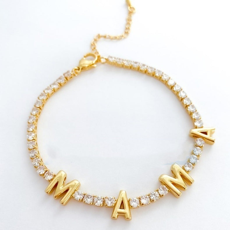 Heart Cross Zircon Bead Bracelet