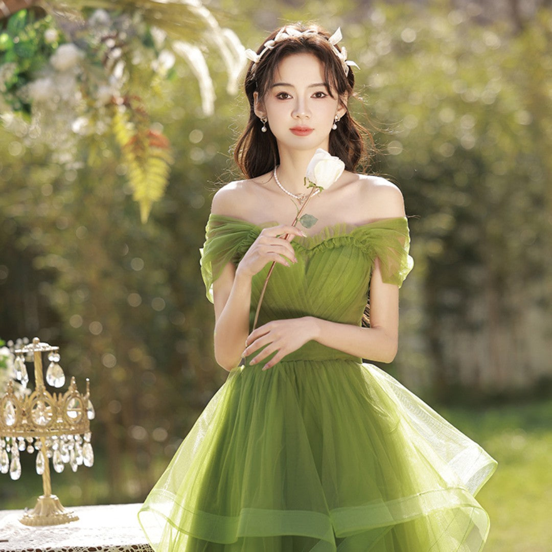 Green French Light Luxury Fairy Banquet Style Dress