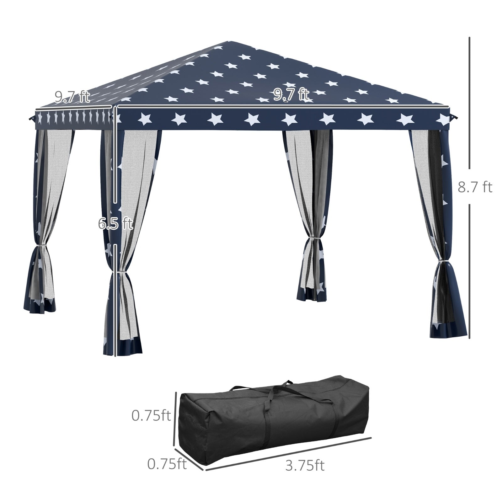 Outsunny 10' X 10' Pop Up Canopy Tent With Netting, Instant Gazebo, Ez Up Screen House Room With Car