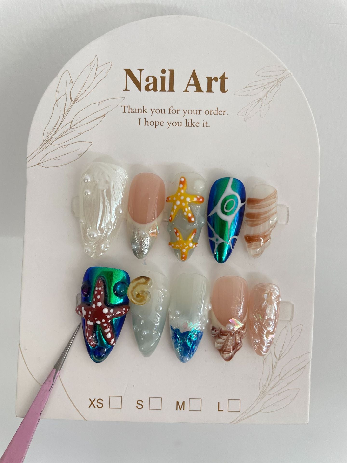Hand-Painted Happy Underwater World Manicure