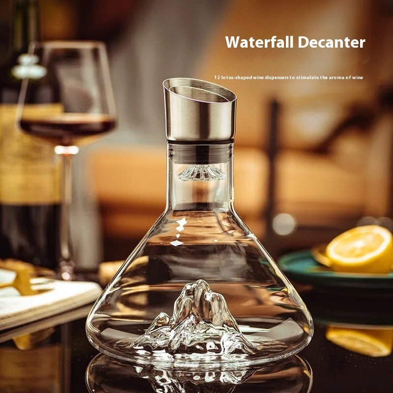 Hot-Selling Iceberg Waterfall Wine Decanter Creative Transparent Lead-Free Crystal Glass Wine Dispenser Barware Quick Decanters