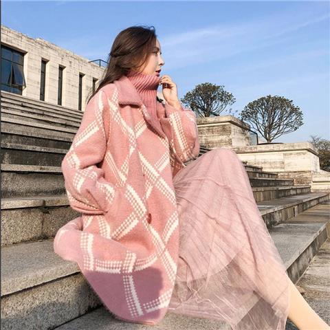 Mid-Length Faux Mink Coat Women