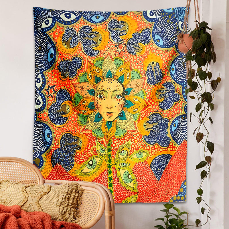 Botanical Celestial Floral Tapestry Hippie Eye Wall Rug