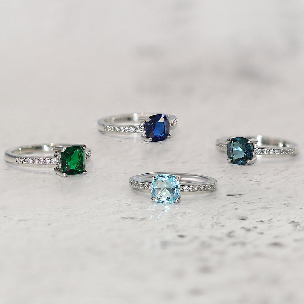 Zircon Micro Inlay White Gold Plated Ring