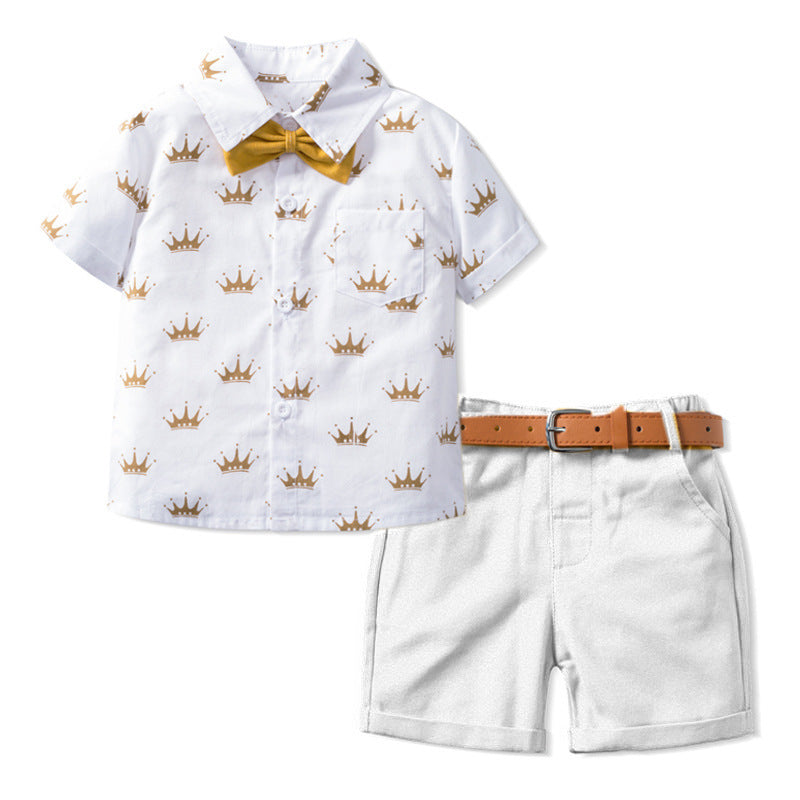 Sleeve Shorts Crown Printing Sets