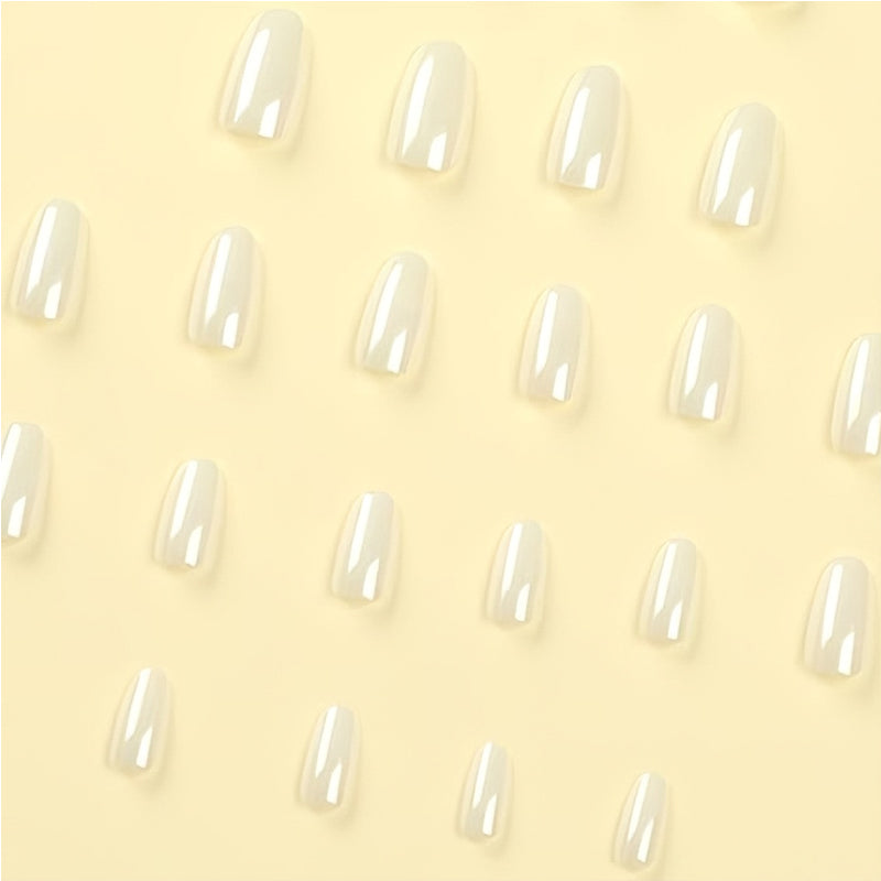 24 PCS Aurora White Nail Art, Length Long Water Pipe Fake Nails, Had Nail Tips False Nail