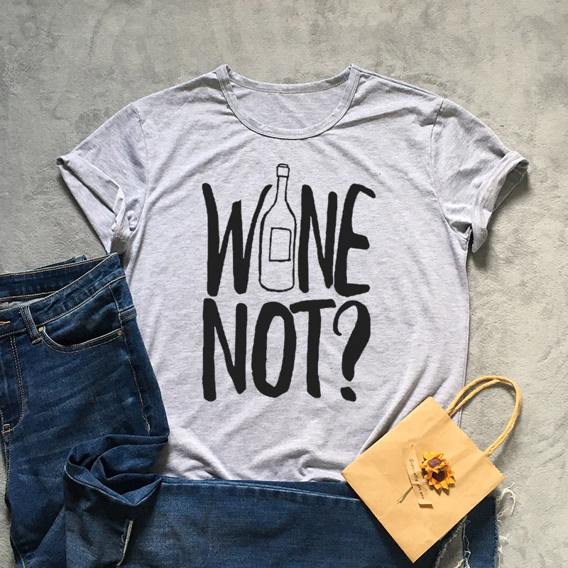Women's Fashion Short Sleeve Crew Neck Letter Print T-Shirt