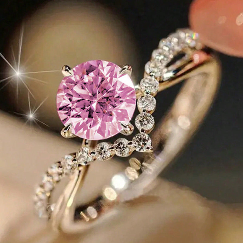 Zircon Four-Claw V-Shaped Index Finger Ring