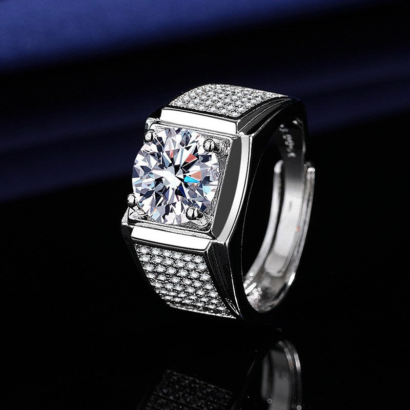 Elegant 1 Carat Six-Prong Wedding Ring Light Luxury Adjustable Couple Ring For Women