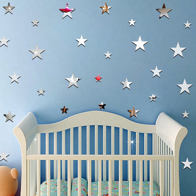 Five-Pointed Star Mirror Sticker Cartoon Children Room Wall Sticker