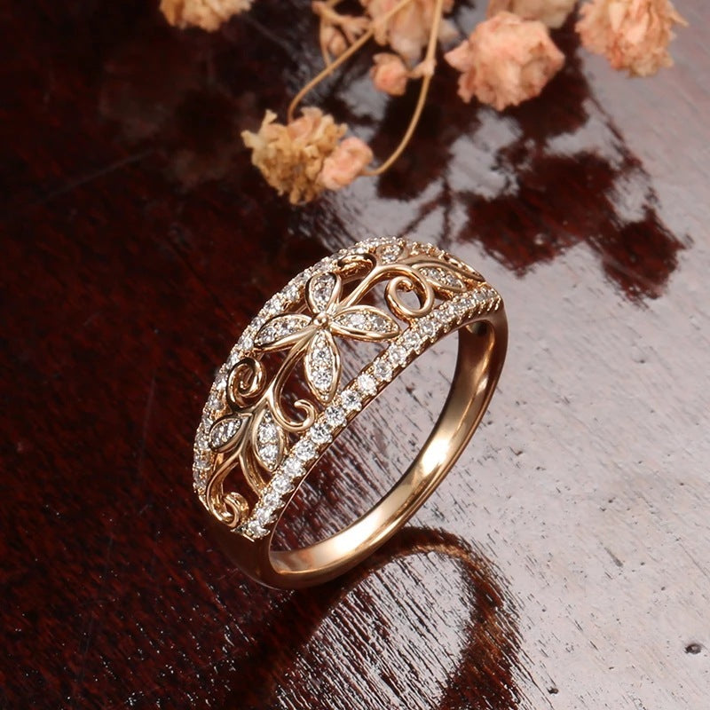 Fashion Copper Plated Real Gold Crystal Bracelet Ring