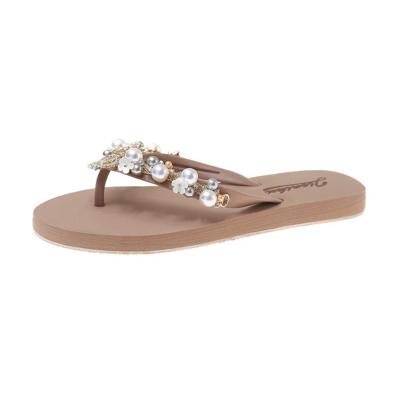 Pearl Crown Rhinestone Flip-Flops