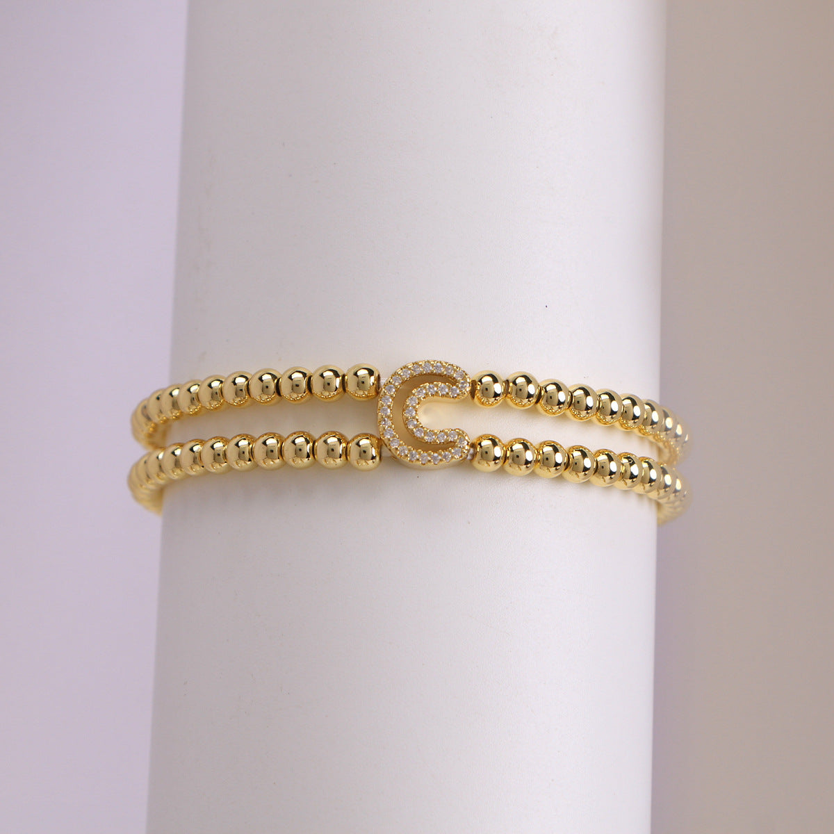 Copper-Plated 18k Gold Zircon Bead Bracelet