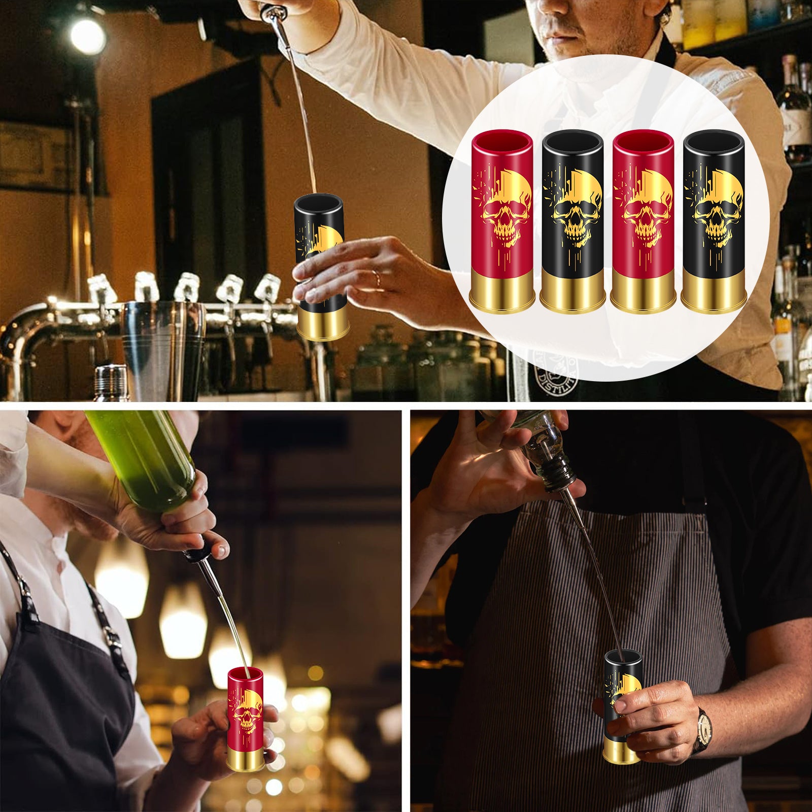 4pcs Skull Shot Glasses, 1.5oz - Reusable, High-Quality Plastic Bullet Cups For Whiskey, Cocktails & Wine, Perfect For Bars, Parties & Gifts