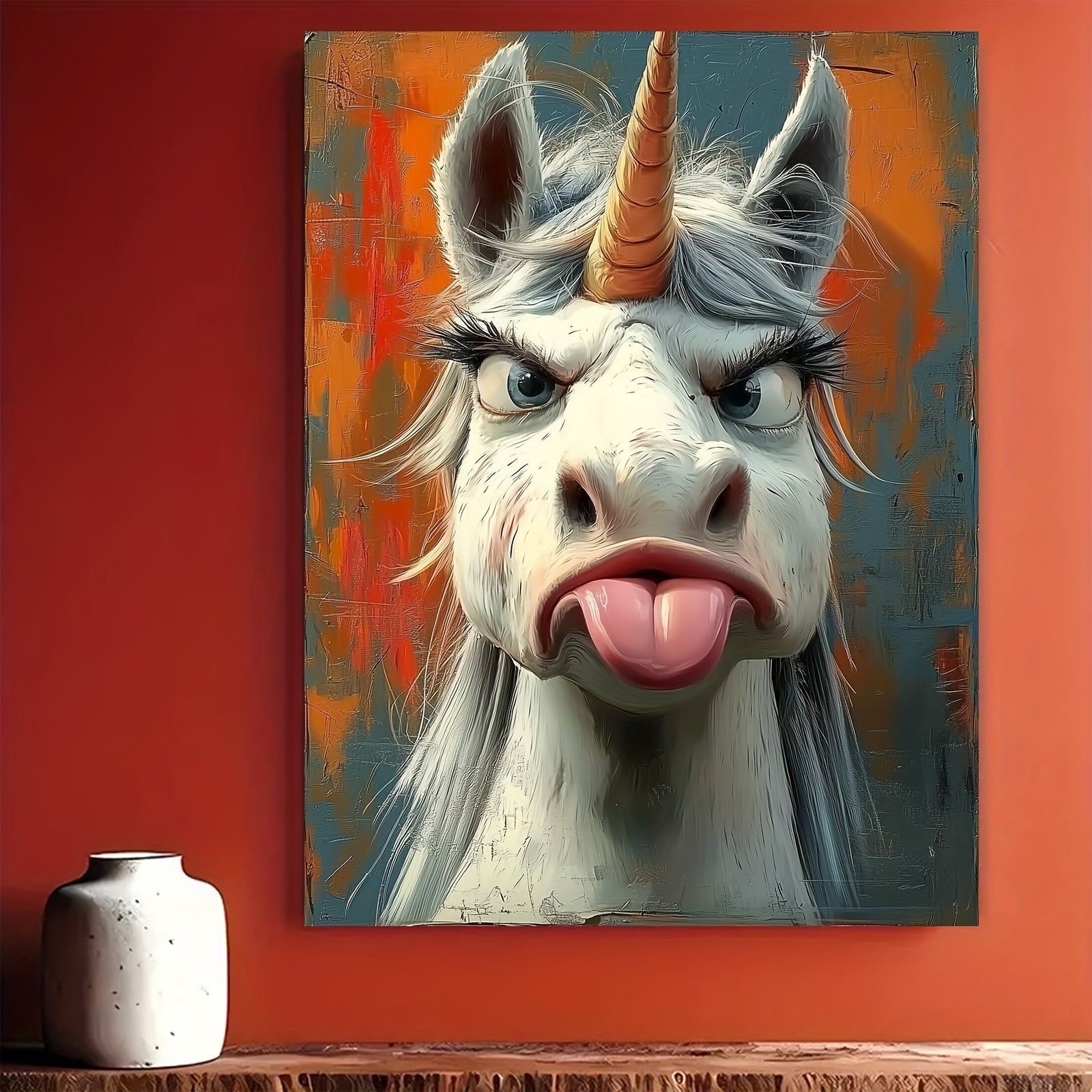 1 Piece Canvas Painting With Wooden Frame, Ready To Hang, Whimsical Unicorn Canvas Art Print - Framed Cartoon Wall Decor For Living Room, Bedroom, Home Office