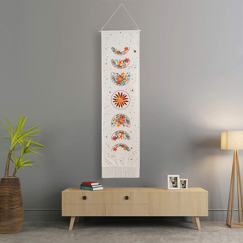 Polyester Cotton Boho Floral Eclipse Plaid Nordic Tapestry