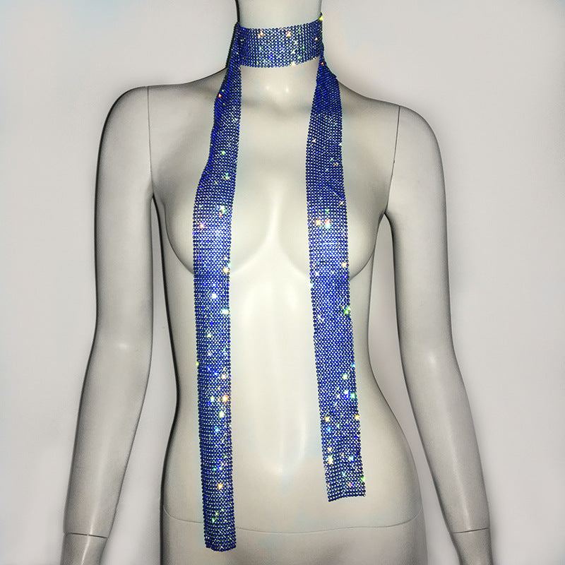 Metal Sequins Scarf Rhinestone Necklace Accessories