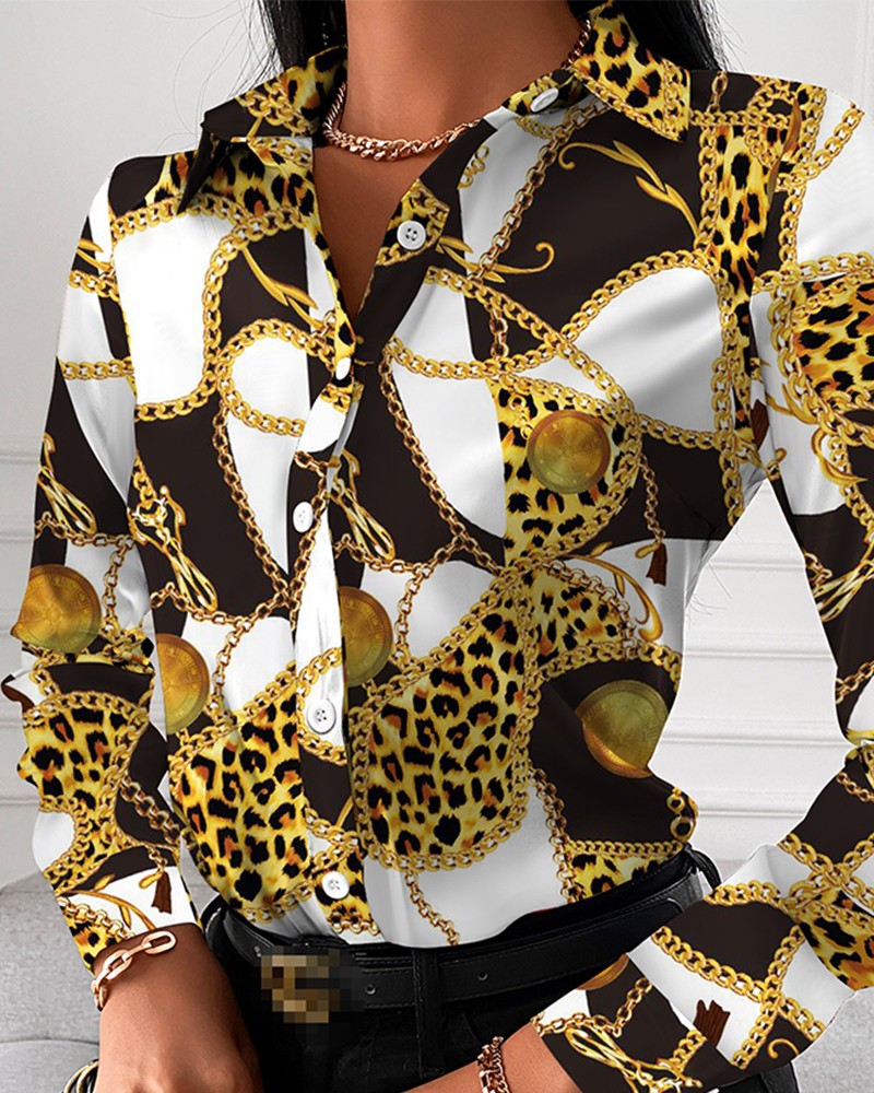 Autumn Shirt Long-Sleeved Printed Lapel Shirt