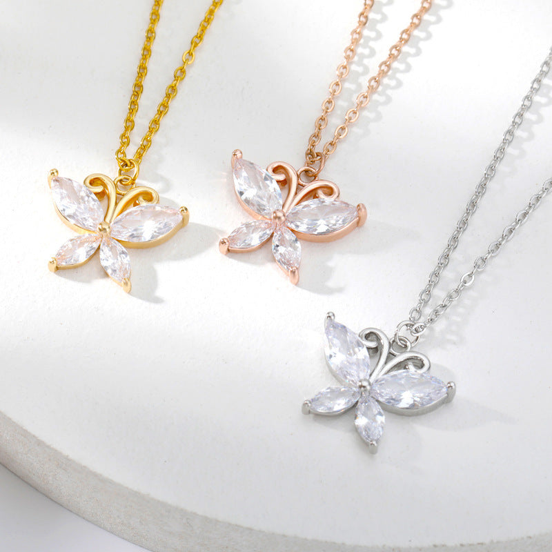 Butterfly Zircon Necklace Ladies Butterfly Pendant