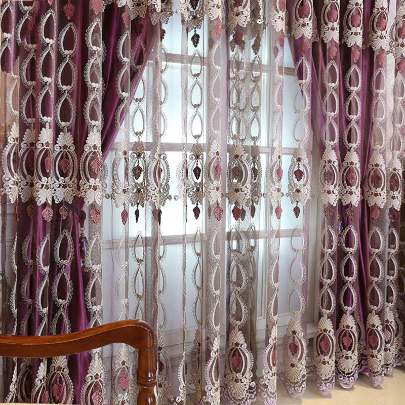 High-End Embossed Embroidered Window Screens for Living Room and Bedroom Italian Flannel Shading