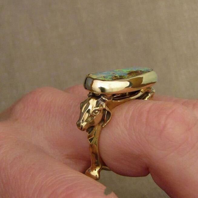 Personality Punk Bull Head Ring Inlaid With Gem