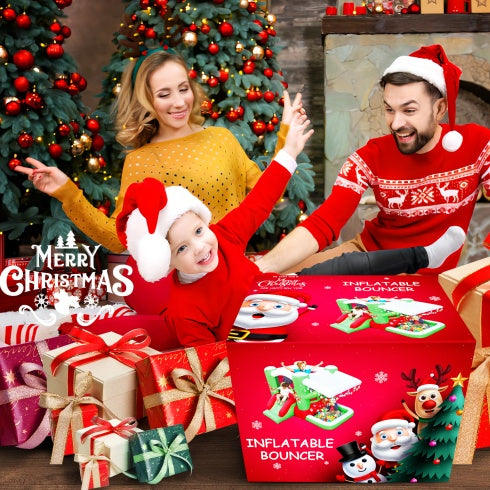 Christmas Jump N Slide Inflatable Bouncer For Kids Complete Setup With Blower - 80 X 91 Play Area - 55 Tall