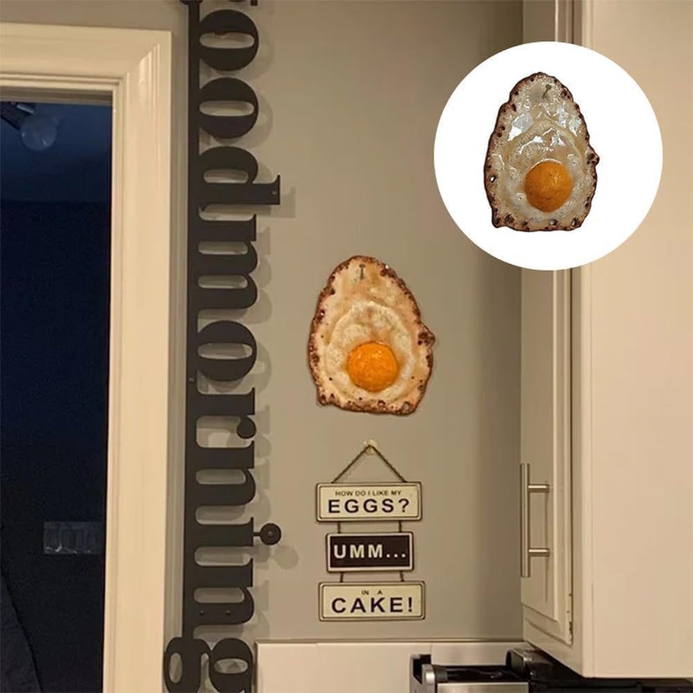 A Fried Egg Hanging On A Nail Sculpture Home Decoration