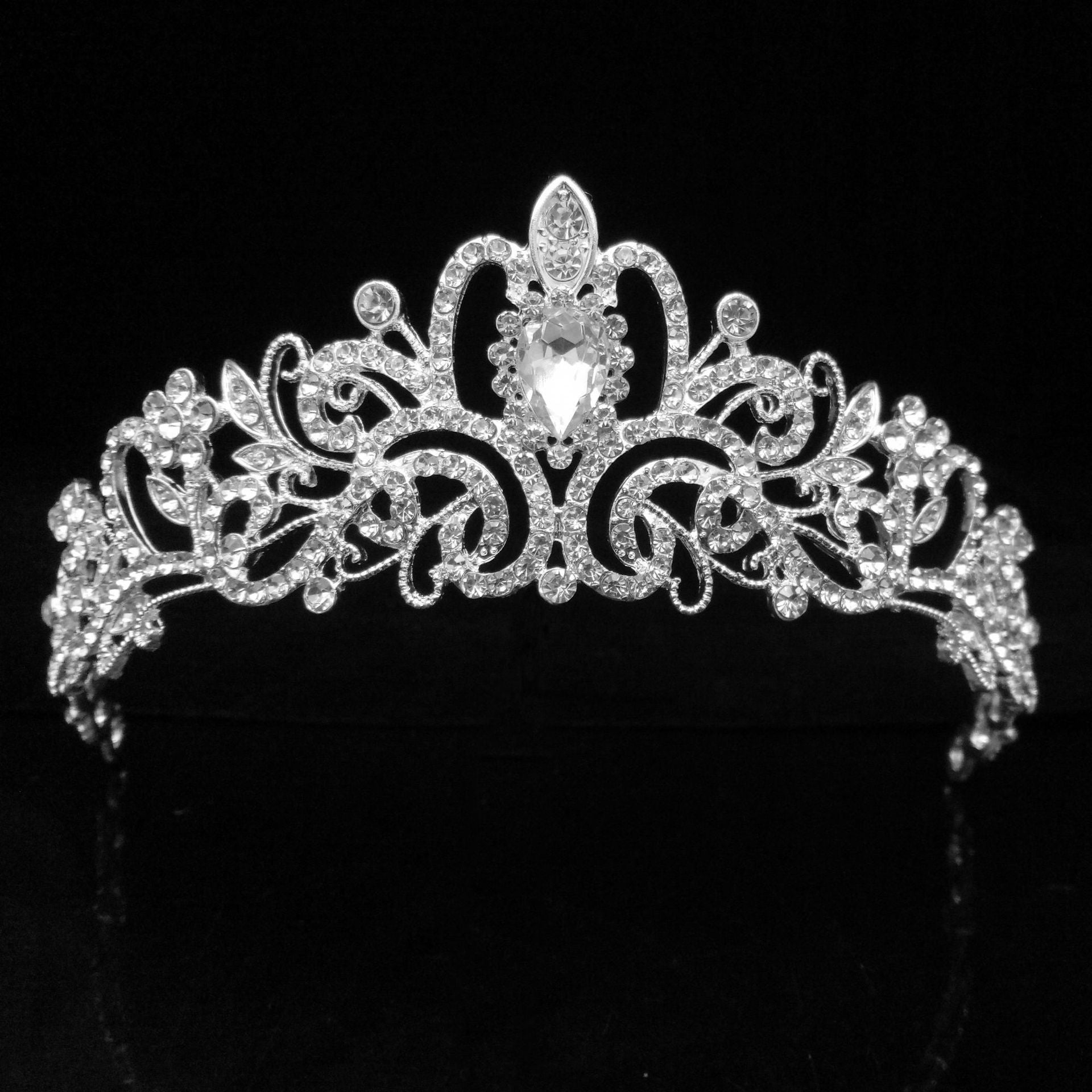 Crown Alloy Rhinestone Hair Band Silver