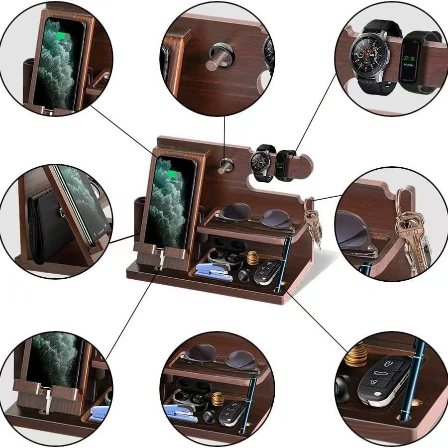 Solid Wood Phone Stand Desktop Creative Storage Rack