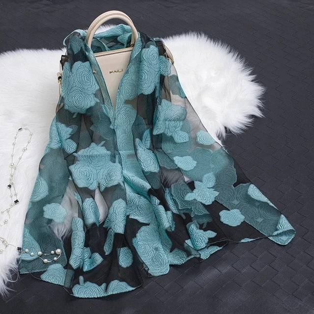 Cut Flowers Hollow Silk Scarf Simulation Silk Scarf