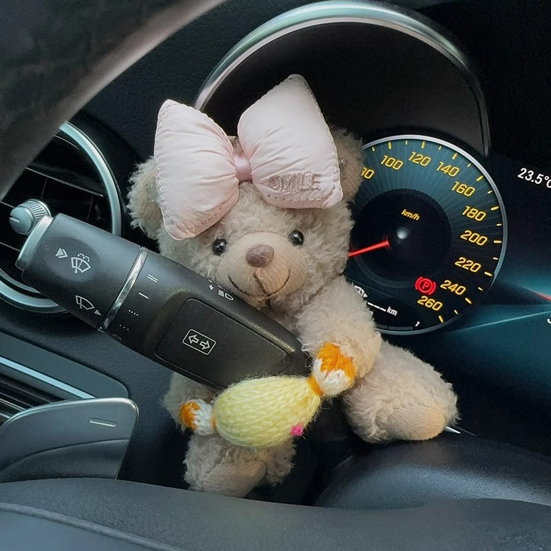 Creative Plush Teddy Bear Cartoon Doll For Car Gear Shift And Windshield Wipers