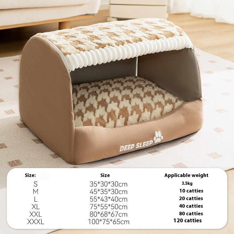 Small Dog Three-Dimensional Bear Curved Room Kennel Removable Nest Warm Enclosed Cave Sofa Pets Supplies