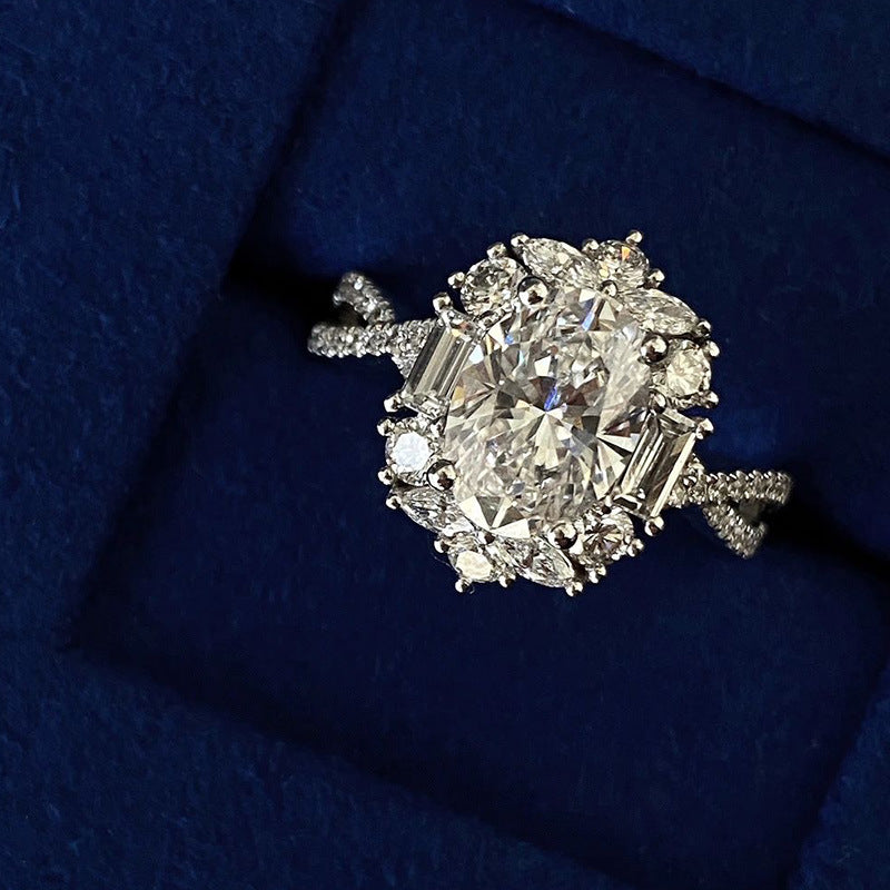 S925 Sterling Silver Moissanite Carat Diamond Ring